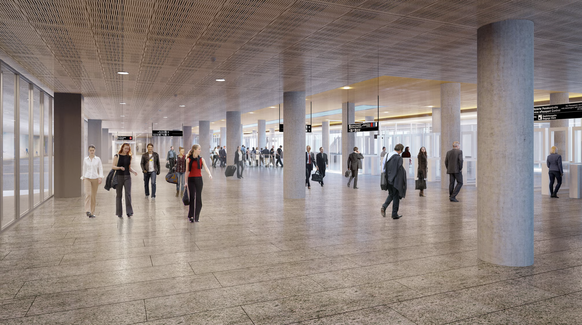 Der Umbau und die Erweiterung der Passkontrollhalle ist mit 140 Millionen Franken budgetiert.