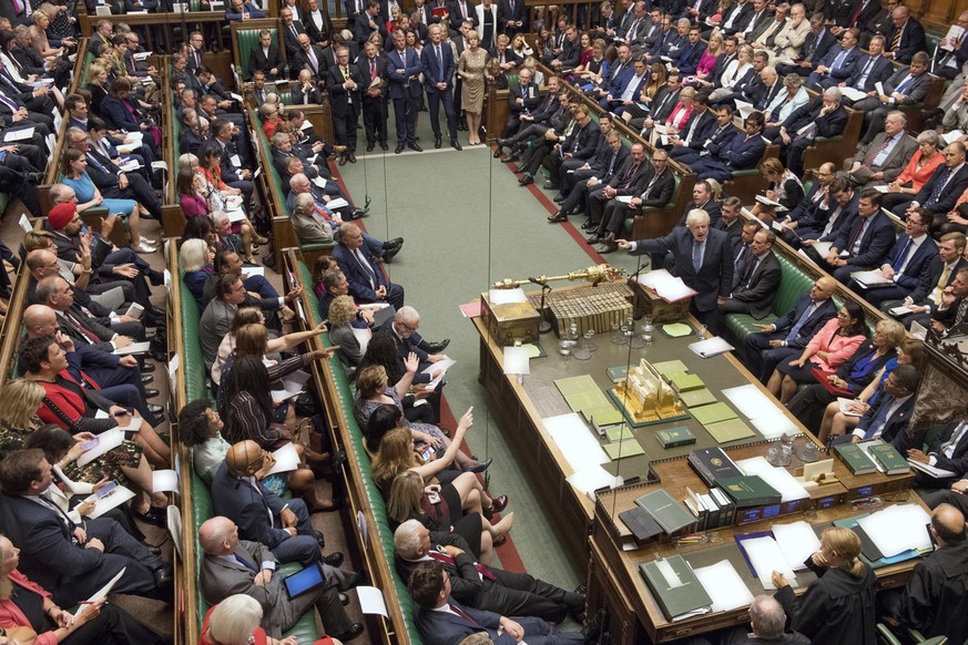 ARCHIV - ZUM STICHTAG DES AUSTRITTS GROSSBRITANNIENS AUS DER EU AM DONNERSTAG, 31. OKTOBER 2019, STELLEN WIR IHNEN FOLGENDES BILDMATERIAL ZUR VERFUEGUNG - In this handout photo provided by the House o ...