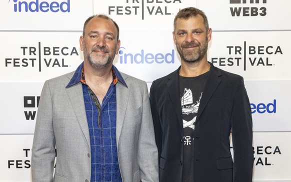 Trey Parker, left, and Matt Stone, right, attend the &quot;�Casa Bonita Mi Amor!&quot; premiere during the Tribeca Festival at Spring Studios, Thursday, June 7, 2024, in New York. (Photo by CJ Rivera/ ...