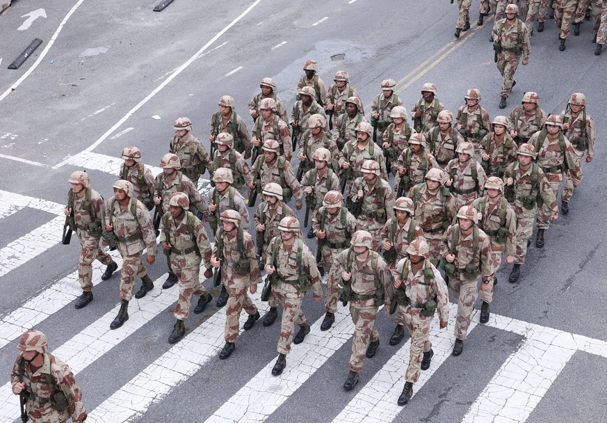 June 14, 2025, Washington Dc, Virginia, USA: Members of the U.S Army march during the Army 250th Anniversary Parade in Washington, DC, USA, on June 14, 2025. The parade, which happened to coincide wit ...