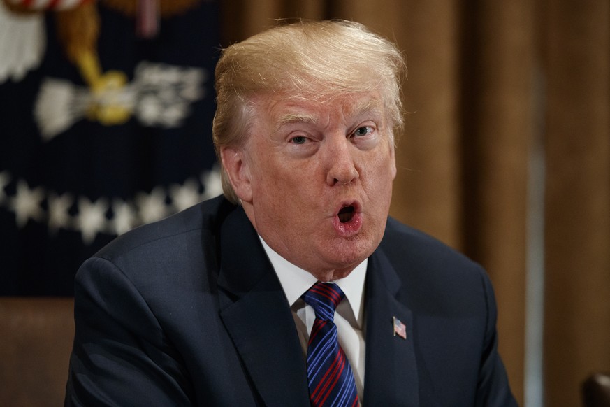 President Donald Trump speaks during a meeting with governors and lawmakers in the Cabinet Room of the White House, Thursday, April 12, 2018, in Washington. (AP Photo/Evan Vucci)