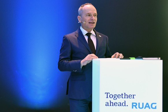 Urs Breitmeier, CEO Ruag an der Bilanzmedienkonferenz in Zuerich am Freitag, 23. Maerz 2018. (KEYSTONE/Walter Bieri)