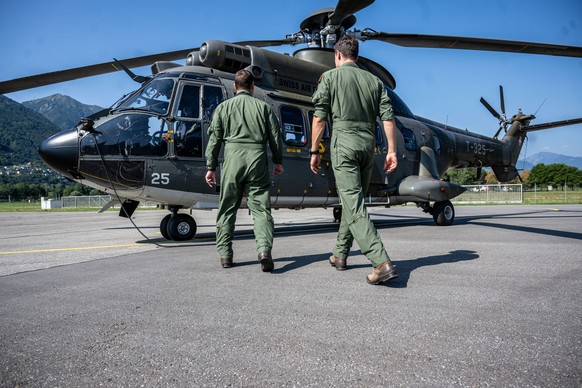The military personnel on the aid mission ready to set off on a direct support mission to France to assist in the fight against forest fires in Corsica, Locarno - Magadino, Tuesday 28 July 2026..(KEYS ...
