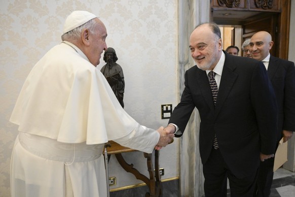 October 17, 2024, Vatican: NO LIBRI** Italy, Rome, Vatican, 2024/10/17.Pope Francis receives in private audience Mrs. Ehud Olmert, former Prime Minister of Israel Nasser Al-Kidwa, former Foreign Minis ...