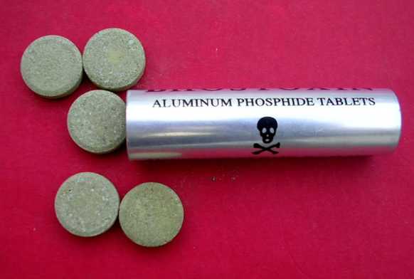 Aluminiumphosphid kann in Tablettenform gekauft werden.