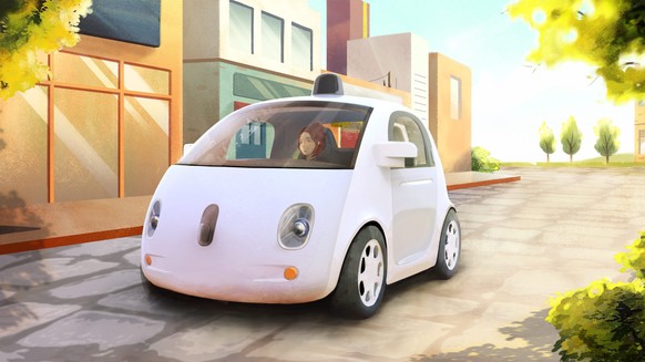 epa04538516 An undated artistic sketch handout picture released by Google on 23 December 2014 shows a prototype of a self-driving car. Google unveiled its first &#039;fully functional&#039; self-drivi ...