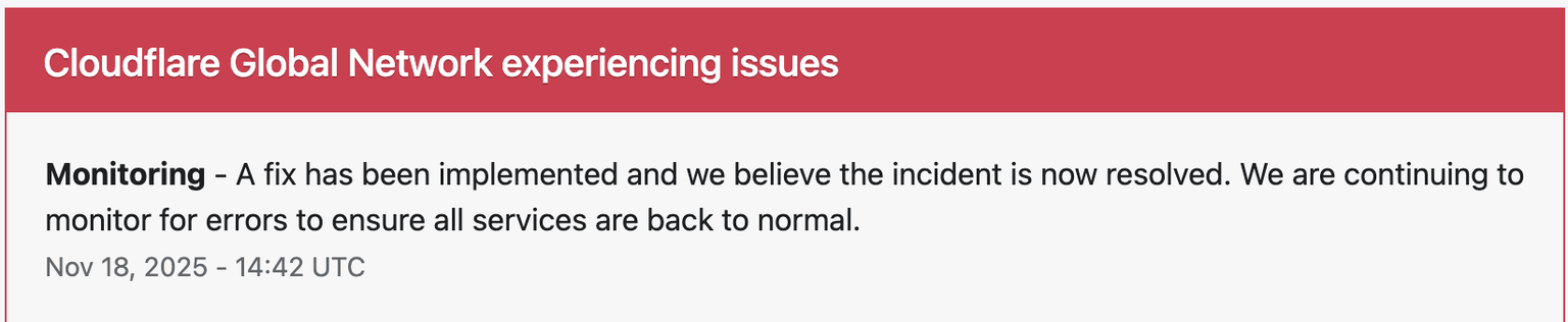 Auf der Statusseite schreibt Cloudflare, die Störung sei behoben.