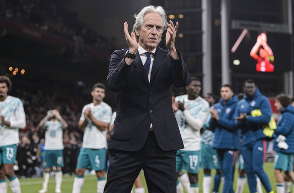 Denmark v Portugal - UEFA Nations League 2026 2027 Copenhagen, Denmark - October 1: Portugal Head Coach Jorge Jesus thanks supporters for standing after winning the UEFA Nations League 2026 2027 group ...