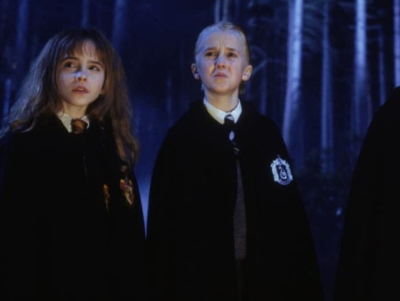 Harry Potter und der Stein der Weisen
Hermine Granger, Draco Malfoy, Harry Potter und Ron Weasly
Emma Watson, Tom Felton, Daniel Radcliffe und Rubert Grint