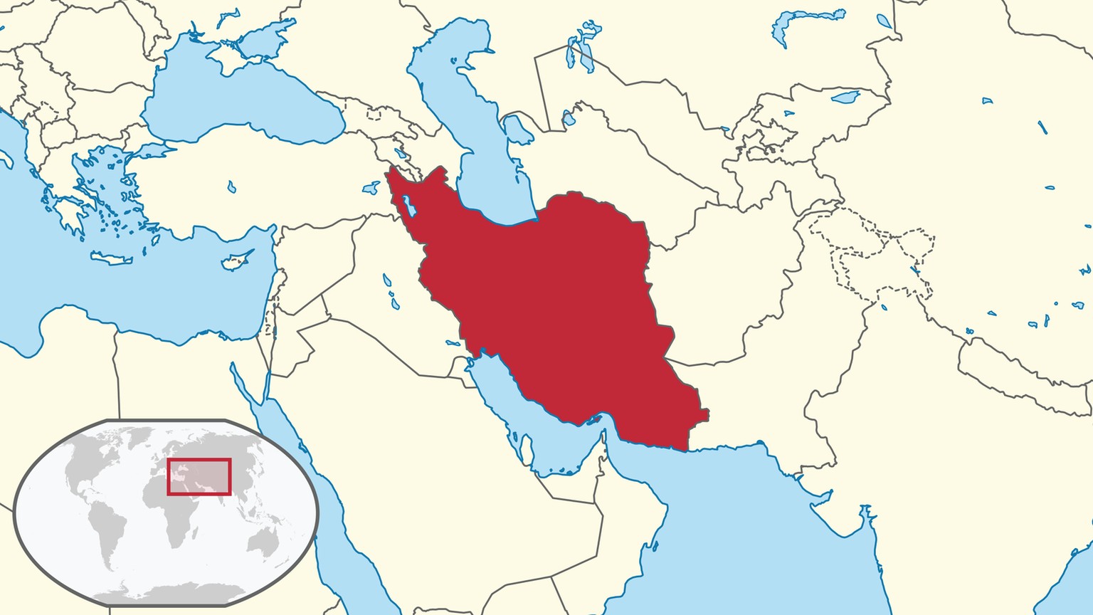 Lage des Irans in der Region
https://de.wikipedia.org/wiki/Iran#/media/Datei:Iran_in_its_region.svg