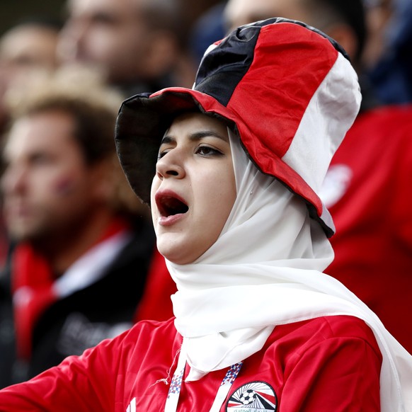 epa06810072 Supporter of Egypt cheers during the FIFA World Cup 2018 group A preliminary round soccer match between Egypt and Uruguay in Ekaterinburg, Russia, 15 June 2018.

(RESTRICTIONS APPLY: Edi ...