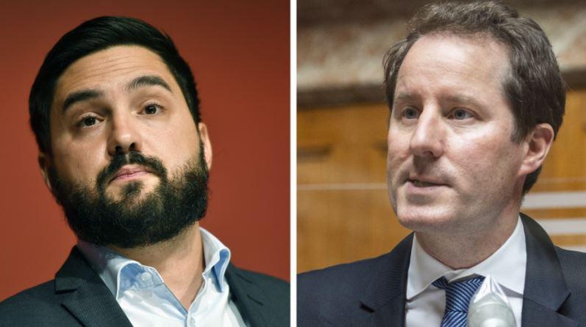 SVP-Fraktionschef Thomas Aeschi (rechts) forderte SP-Co-Präsident Cédric Wermuth auf, die Initiative gegen die Beschaffung von Kampfjets zurückzuziehen. Wermuth kontert knallhart.