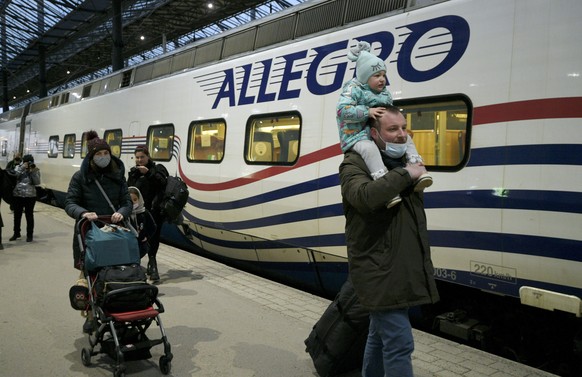 People get off the Allegro train that arrived from St. Petersburg, Russia, to the central railway station in Helsinki, Finland, Friday, March 4, 2022. Russia&#039;s war on Ukraine is now in its ninth  ...