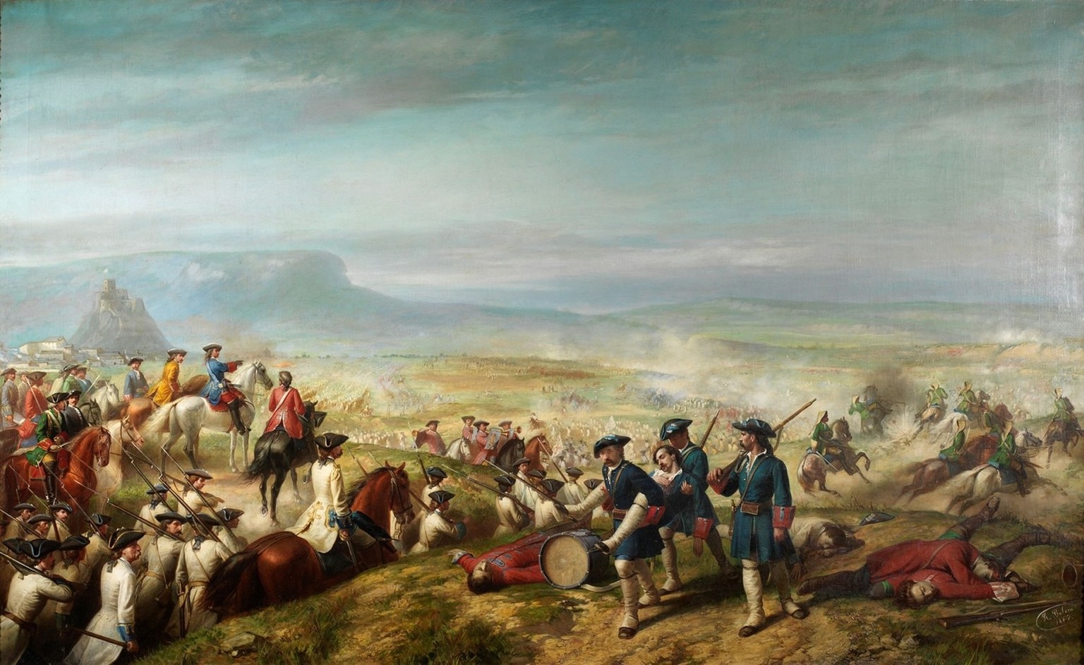Die Schlacht von Almansa, gemalt um 1862 von Ricardo Balaca, gilt als eine der entscheidensten Schlachten des Spanischen Erbfolgekriegs.
https://www.museodelprado.es/coleccion/obra-de-arte/la-batalla- ...