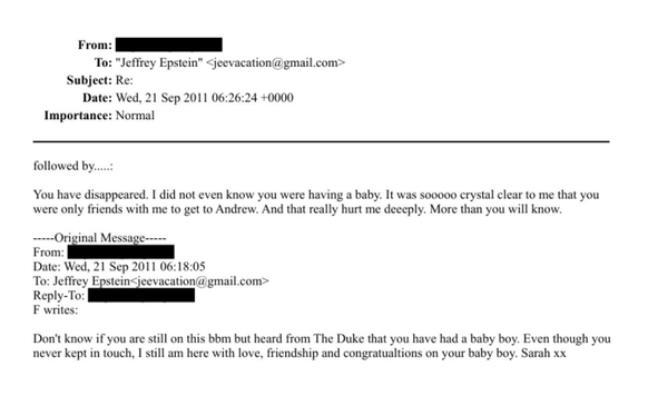 Diese zwei E-Mails schrieb Sarah Ferguson an Jeffrey Epstein.