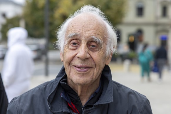 Former Swiss politician, professor of sociology at the University of Geneva and advisor at United Nations, Jean Ziegler attends to rally supporting the Palestinians in Geneva, Switzerland, Saturday, O ...