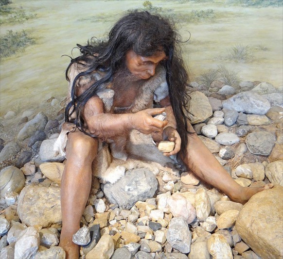 Rekonstruktion eines Homo erectus.