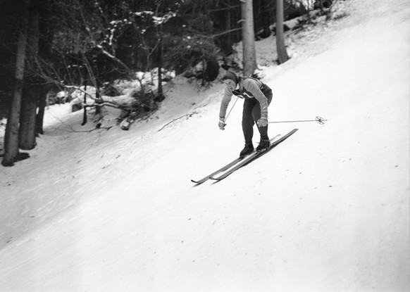 Die Schweizer Skirennfahrerin Madeleine Berthod, aufgenommen in der Schweiz am 6. Februar 1954. (KEYSTONE/PHOTOPRESS-ARCHIV/Str)