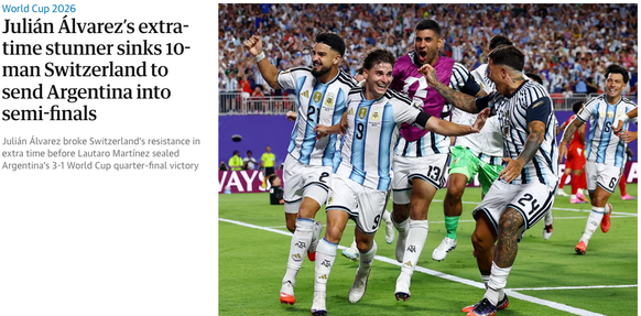 «Julian Alvarez Traumtor in der Verlängerung besiegt die auf zehn Mann reduzierte Schweiz und bringt Argentinien in den Halbfinal»