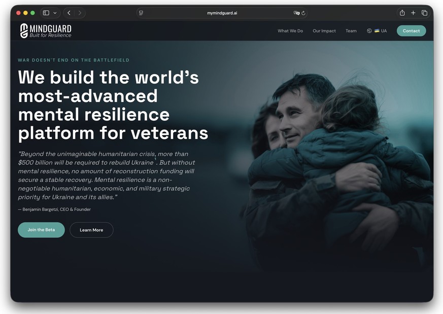 Website zu Projekt MindGuard von Benjamin Bargetzi.