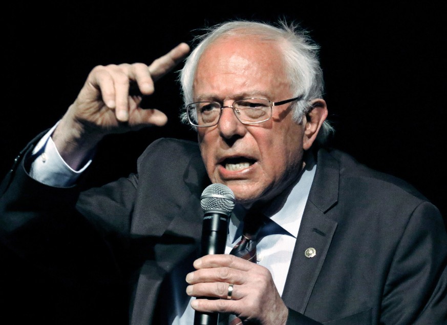 FILE - In this April 4, 2018, file photo, U.S. Sen. Bernie Sanders, I-Vt., responds to a question during a town hall meeting in Jackson, Miss. Sanders announced Monday, May 21, 2018, that he intends t ...