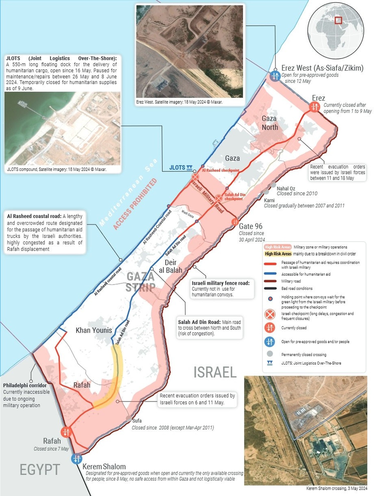 Humanitäre Hilfe für den Gazastreifen: Grenzübergänge, Verkehrswege, militärisch besetzte Zonen
https://reliefweb.int/report/occupied-palestinian-territory/update-un-2720-mechanism-un-senior-humanitar ...