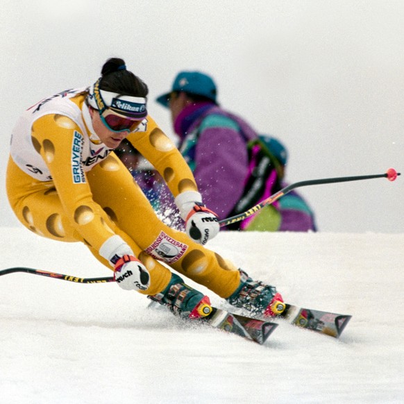 Heidi Zurbriggen bei den Alpinen Skiweltmeisterschaften in Morioka im Riesenslalom, aufgenommen am 10. Februar 1993. (KEYSTONE/Str)
