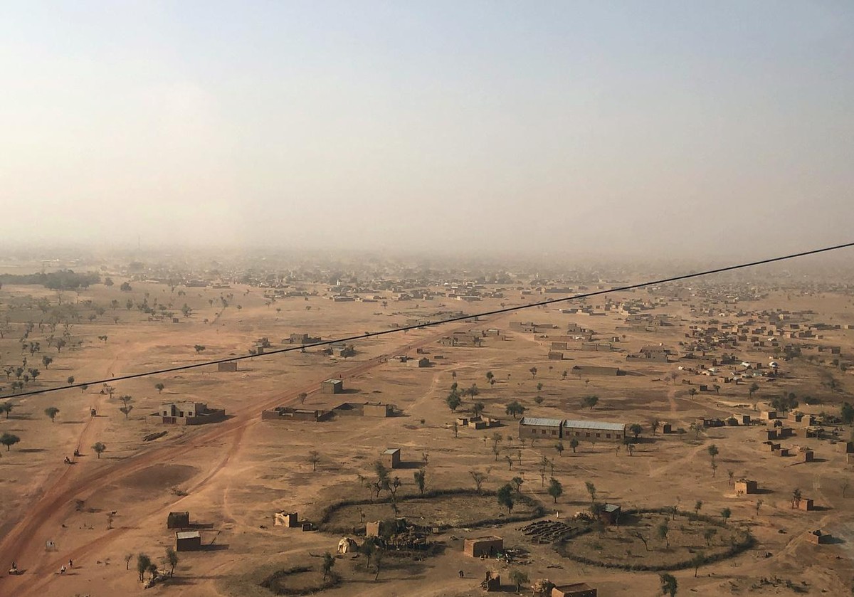 Aerial view of Djibo town, Burkina Faso, Feb. 18, 2021, the epicenter of Burkina Faso's conflict. While Burkina Faso's government never confirmed negotiating with Islamic extremists, others  ...