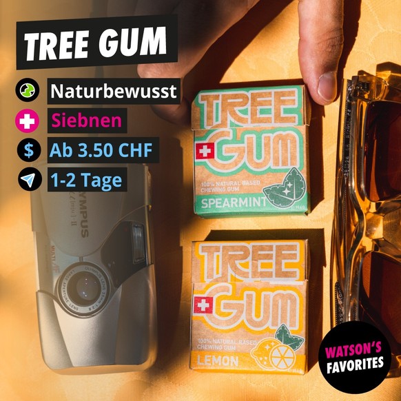 Tree Gum ist in drei Sorten erhältlich: «Spearmint», «Cinnamon» und «Lemon».