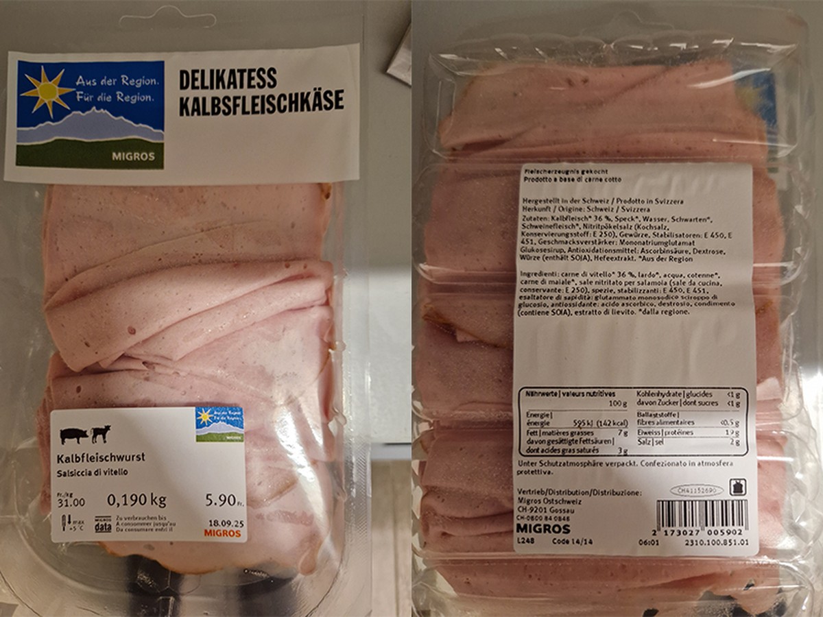 Der Migros Delikatess Kalbfleischkäse enthält undeklarierte Milch. Allergiker wird empfohlen, den Fleischkäse nicht zu verzehren.