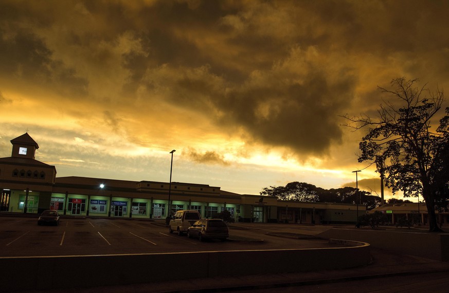 Storm clouds gather as Tropical Storm Dorian moves toward St. Michael Parish, Barbados, on Monday, Aug. 26, 2019. Much of the eastern Caribbean island of Barbados shut down on Monday as Dorian approac ...