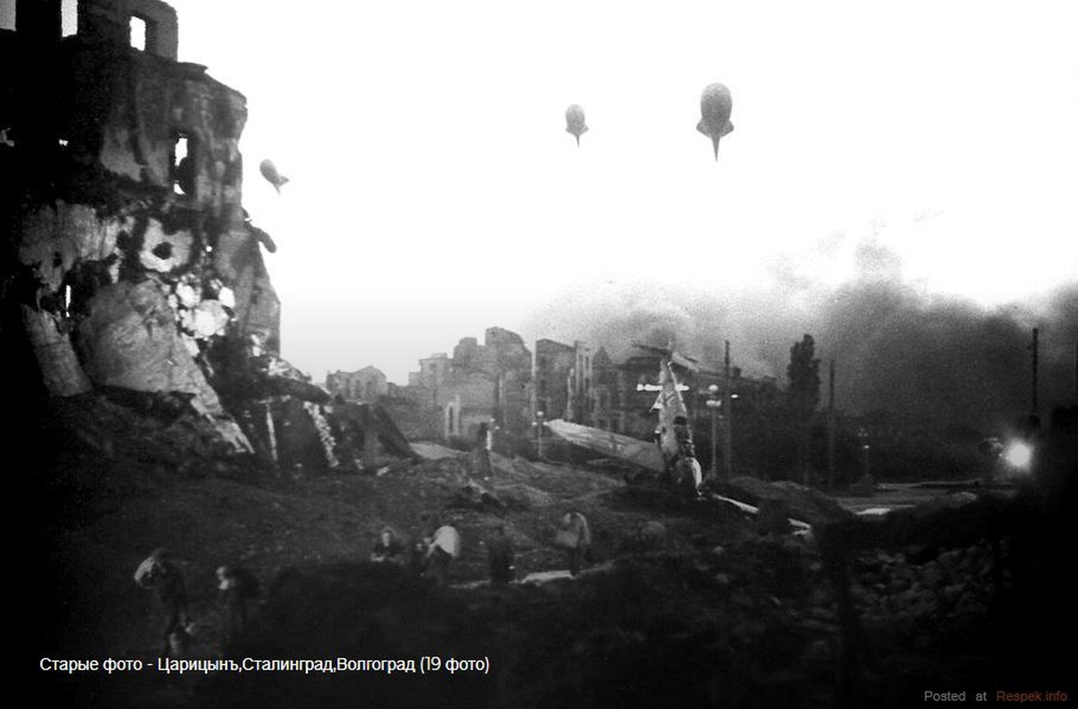 Szenerie wie aus einem Endzeitfilm: Ruinenlandschaft in Stalingrad.&nbsp;