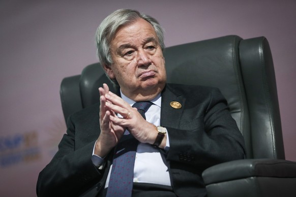 epa10293518 United Nations Secretary-General Antonio Guterres attends the 2022 United Nations Climate Change Conference (COP27), in Sharm El-Sheikh, Egypt, 08 November 2022. The 2022 United Nations Cl ...