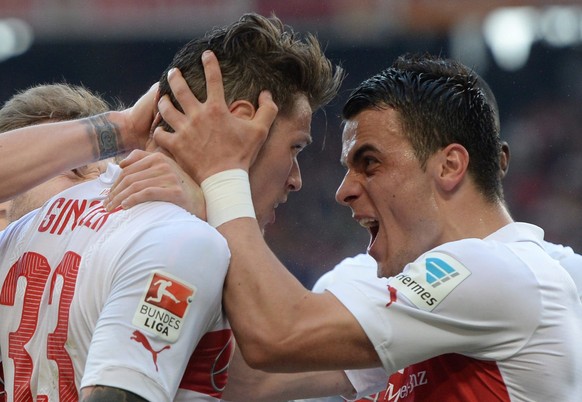 Grosse Freude beim VfB nach dem Siegtreffer von Daniel Ginczek.
