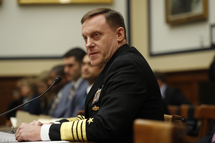 National Security Agency Director Adm. Michael S. Rogers testifies on Capitol Hill in Washington, Tuesday, May 23, 2017, before the House Armed Services Emerging Threats and Capabilities subcommittee  ...