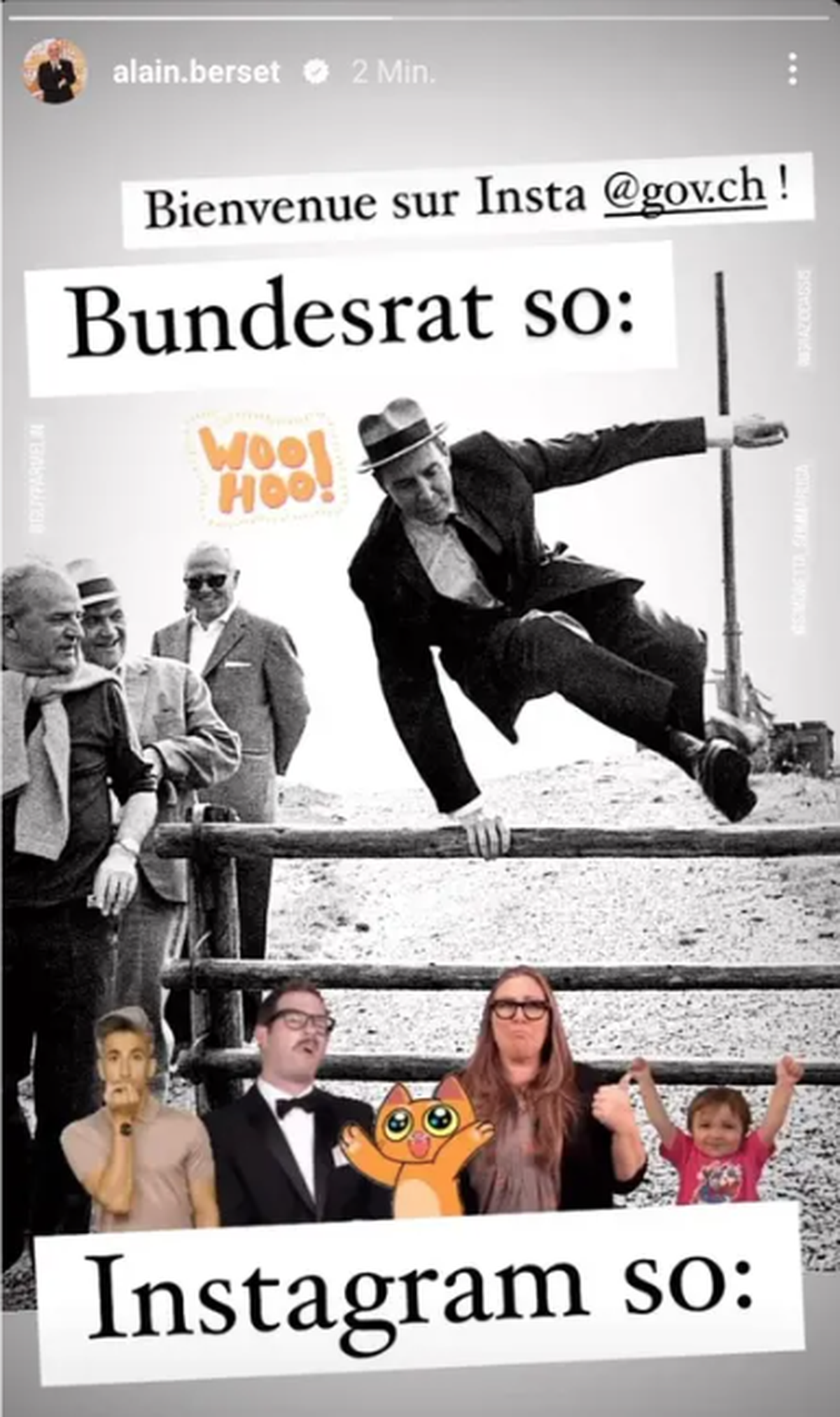 Bundesrat Berset begrüsst den offiziellen Bundesrats-Account auf Instagram.