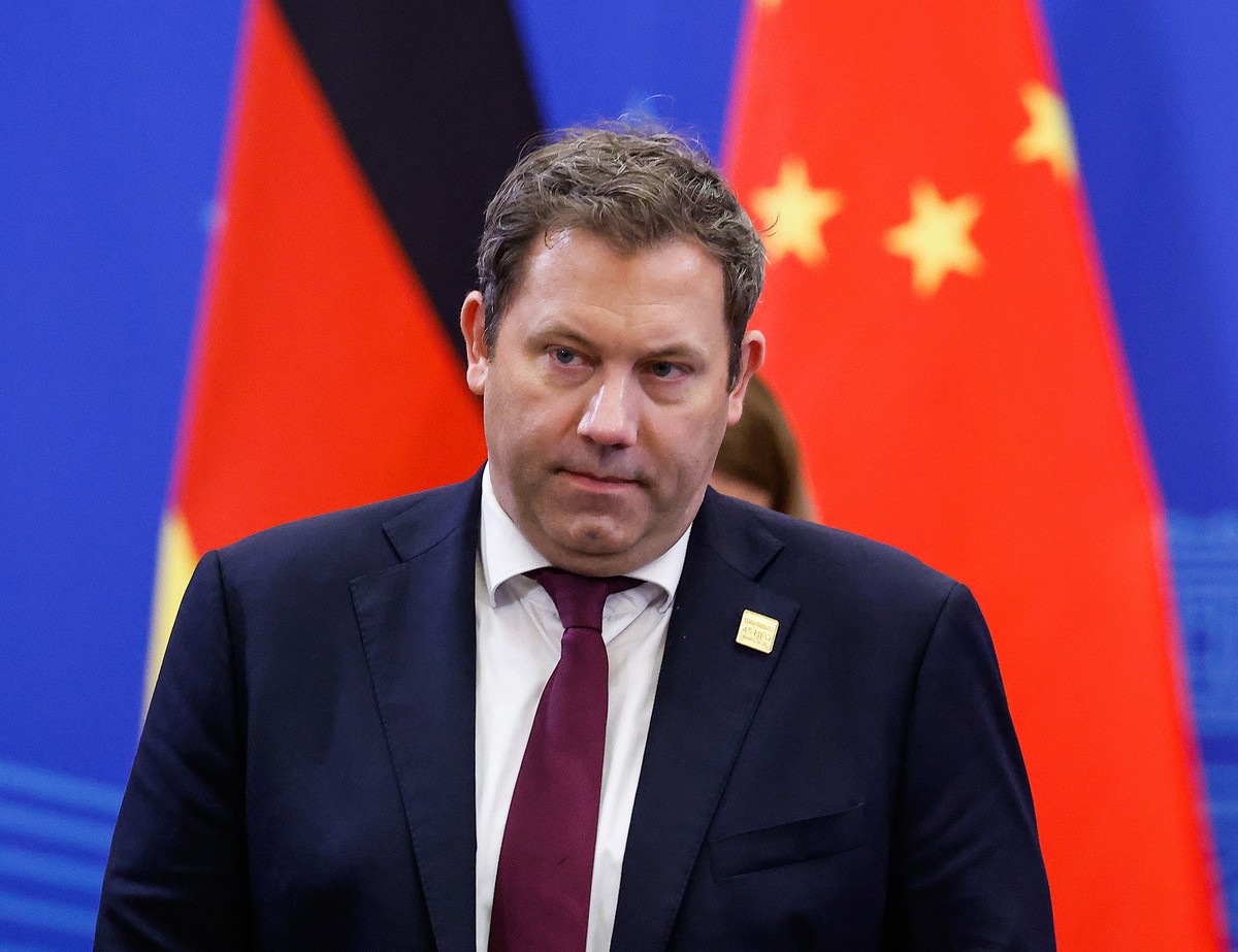 epa12530845 German Vice Chancellor and Finance Minister Lars Klingbeil looks on during a Fourth China-Germany High-Level Financial Dialogue at Diaoyutai State Guesthouse in Beijing, China, 17 November ...