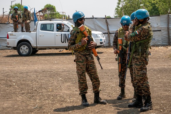 FILE - United Nations peacekeepers stand near an airstrip in Akobo, South Sudan, Saturday, Feb. 21, 2026. (AP Photo/Florence Miettaux, file)
South Sudan Fighting