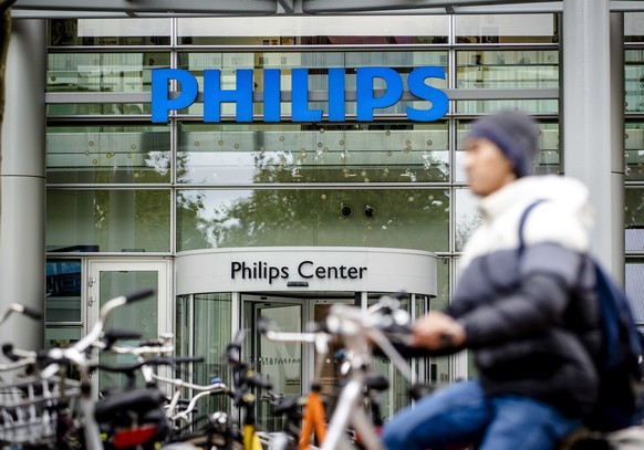 epa10263037 Exterior of the Philips head office in Amsterdam, 24 October 2022. Dutch health technology company Royal Philips is cutting four thousand jobs worldwide, 400 of which in the Netherlands, a ...