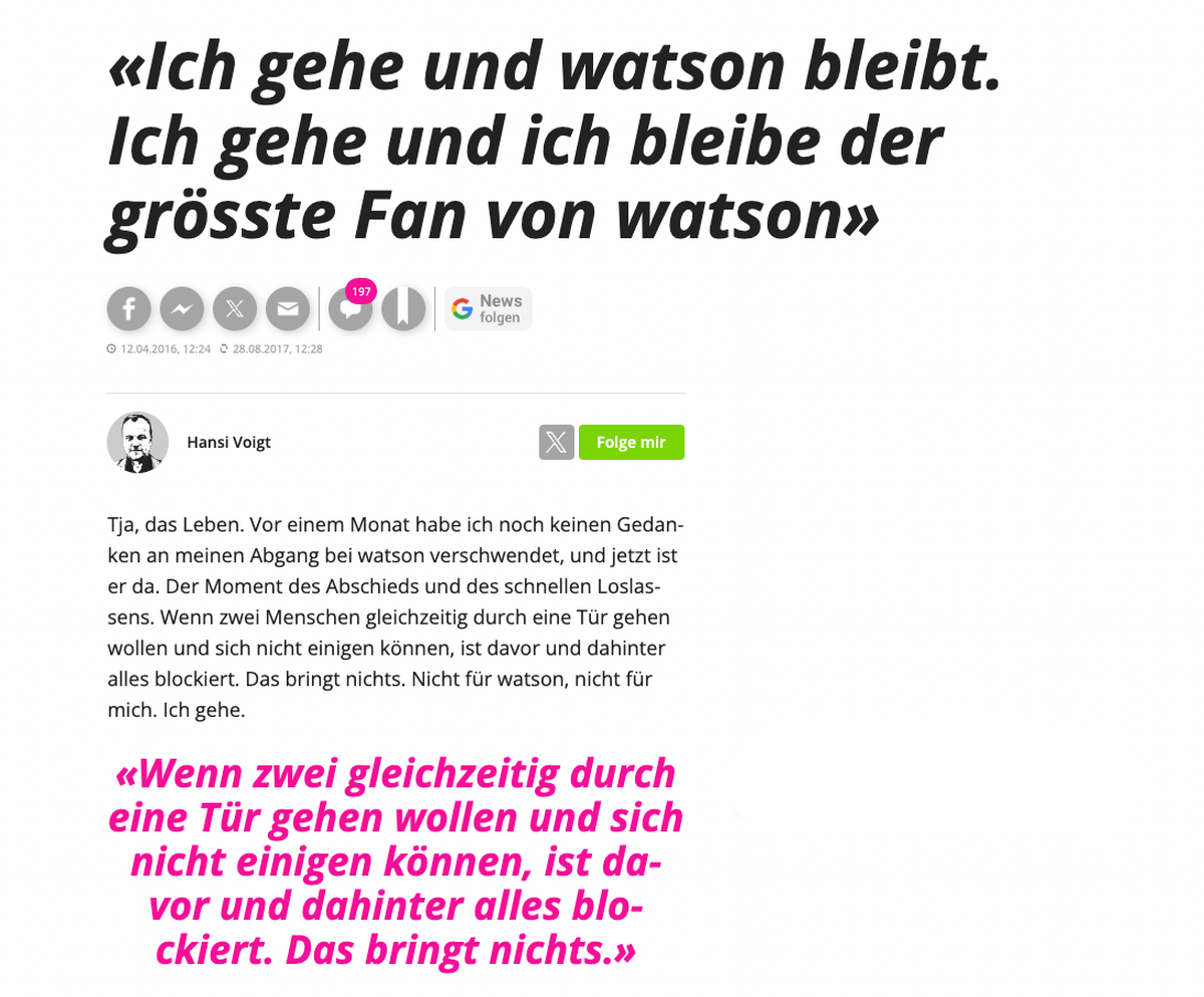 Hansi geht watson History Porn