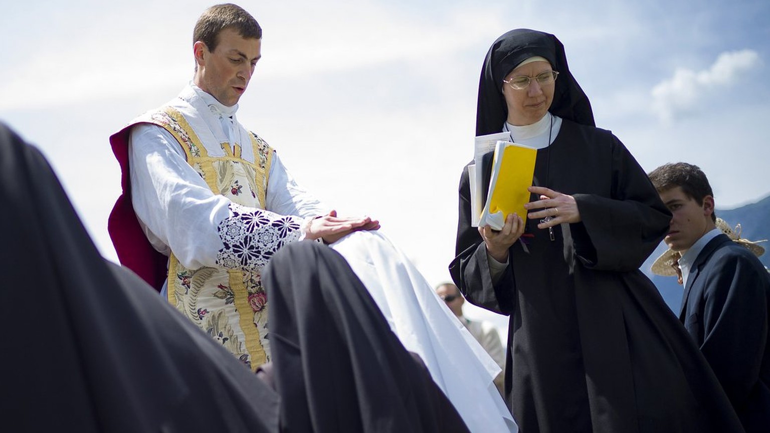 Priests during an ordination ceremony of the Society of St Pius Xin in Econe, in the southwestern part of Switzerland, on Friday, June 27, 2014. 8 fundamentalist priests and 7 deacons have been induct ...