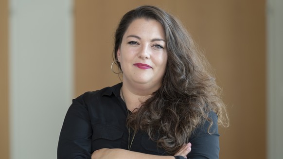 Die zuruecktretende Praesidentin Tamara Funiciello an der ausserordentlichen Jahresversammlung der JUSO Schweiz in Trimbach, am Samstag, 31. August 2019. (KEYSTONE/Georgios Kefalas)