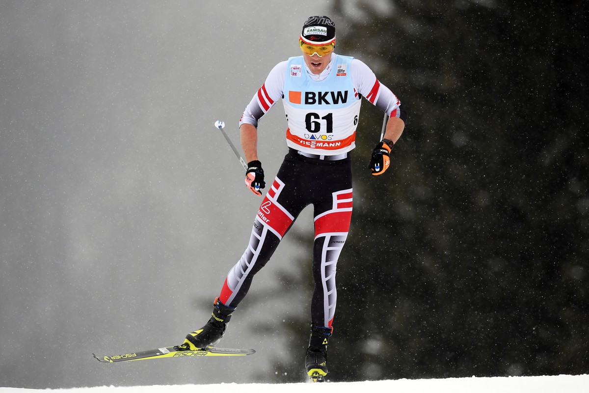 epa07401522 (FILE) - Max Hauke of Austria in action during the men's 15km freestyle race at the FIS Cross Country Skiing World Cup in Davos, Switzerland, 10 December 2017 (re-issued 27 February 2 ...