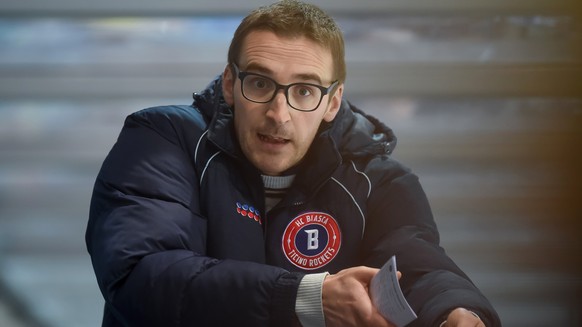 HCB Rocket&#039;s Coach Luca Cereda during the Swiss Ice Hockey Cup round of 16 game between HC Biasca Ticino Rockets and SCL Tigers, at the ice stadium in Biasca, Switzerland, Tuesday, October 25, 20 ...