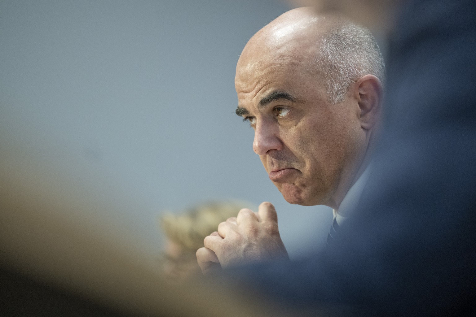 Bundespraesident Alain Berset, Vorsteher Eidgenoessisches Departement des Innern (EDI), spricht an der Medienkonferenz zur Bundesratssitzung zum Thema Botschaft zur Foerderung der Kultur in den Jahren ...