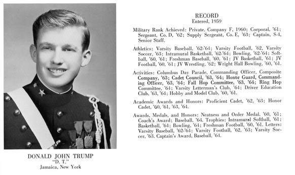 Donald Trumps Eintrag im Jahrbuch der New York Military Academy von 1964.<br data-editable="remove">