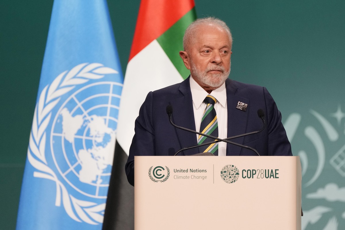 Brazil President Luiz Inacio Lula da Silva speaks during a plenary session at the COP28 U.N. Climate Summit, Friday, Dec. 1, 2023, in Dubai, United Arab Emirates. (AP Photo/Peter Dejong)