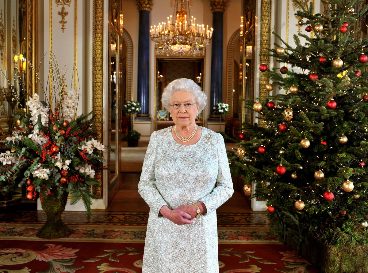 LONDON, UNITED KINGDOM - DECEMBER 07: Queen Elizabeth II records her Christmas message to the Commonwealth, in 3D for the first time, in the White Drawing Room at Buckingham Palace on December 7, 2012 ...
