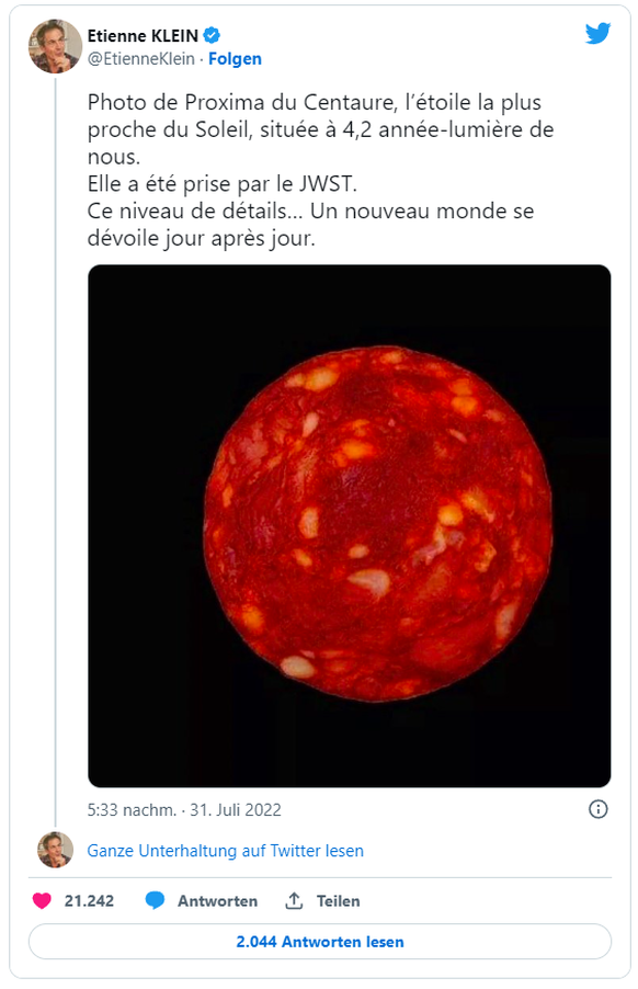 Many of the scientist's approximately 100,000 followers have shared the photo, and some have raved about the details seen on the purported star.