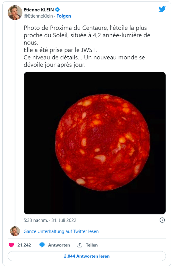 Von den rund 100'000 Followern des Wissenschaftlers haben viele das Foto weiterverbreitet und teils über die Details geschwärmt, die auf dem vermeintlichen Stern zu sehen seien.